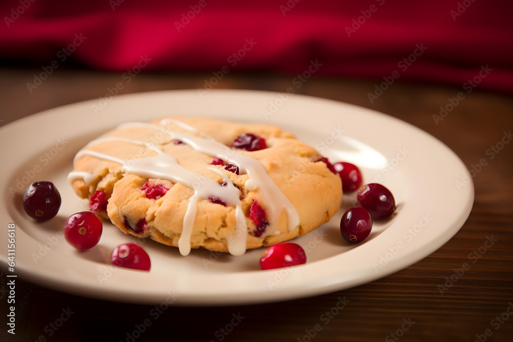 Cranberry Cookie, fruity baked delight on a plate Cranberry Cookie, fruity baked delight on a plate