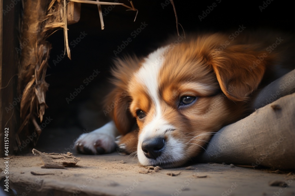 Puppys sweet sleepiness radiates, capturing hearts with its charm