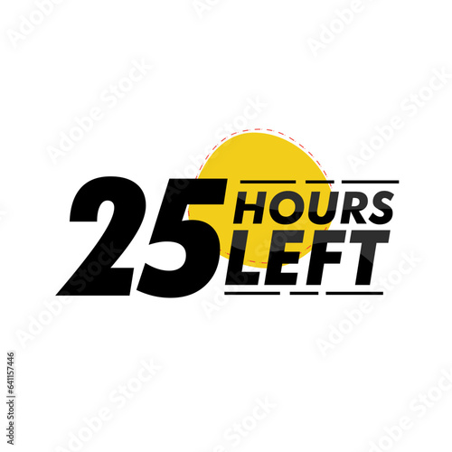 Hours left countdown bages Illustration for promotion, promo offer. Flat badge with number of count down hours. 
