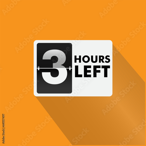 Hours left countdown bages Illustration for promotion, promo offer. Flat badge with number of count down hours. 