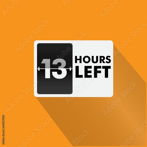 Hours left countdown bages Illustration for promotion, promo offer. Flat badge with number of count down hours. 
