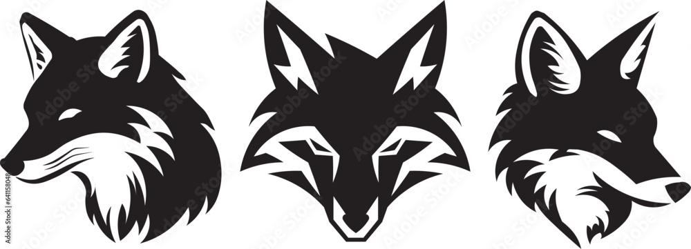 Obraz premium Fox Vector Black and White SVG Logo.