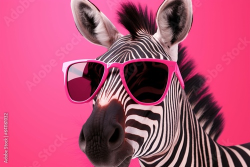 Zebra adds flair with pink sunglasses  an eye catching accessory
