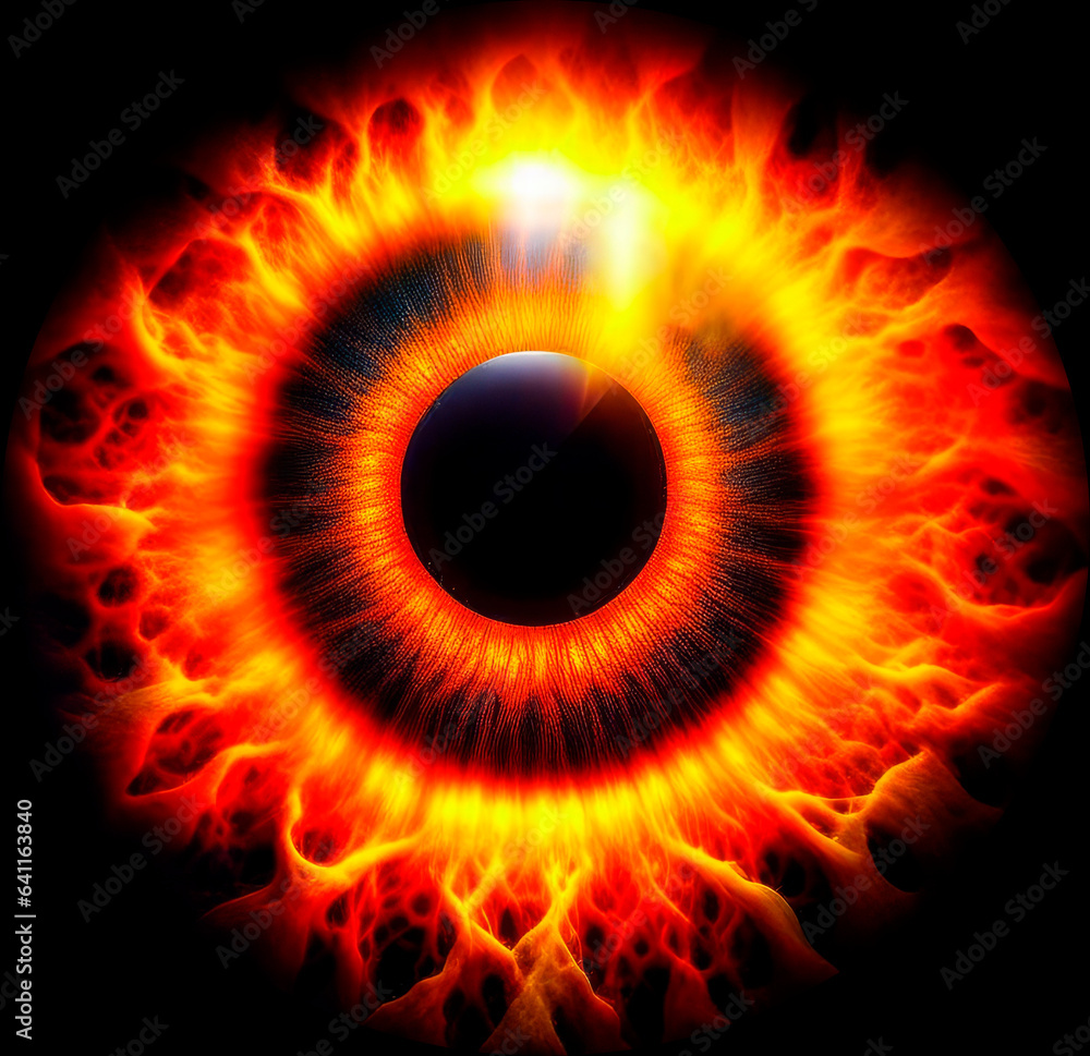 Illustration, a pupil made of fire. Illustration, a pupil made of fire.
