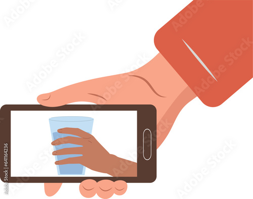 The concept of love and teamwork. Two hands hold each other. Symbol of happy partnership, success, childhood, friendship. Flat design. Vector. smartphone