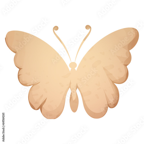 Butterfly silhouette papercut from parchment decoration scrapbook element isolated on white background.