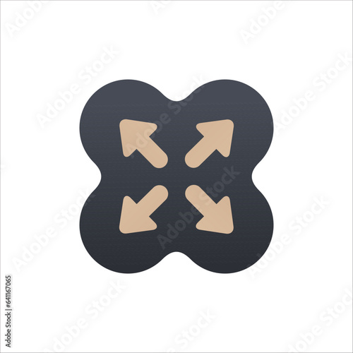 Expand 4 way icon. Extension enlarge increase resize extand spread vector icon. Stock vector illustration isolated on white background.