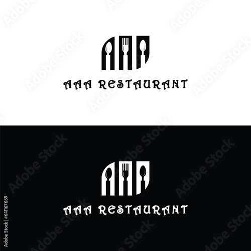 AAA restaurant logo design  logo, design, vector, business, text, illustration, sign, icon, symbol, concept, company, internet, word, technology, marketing, cloud