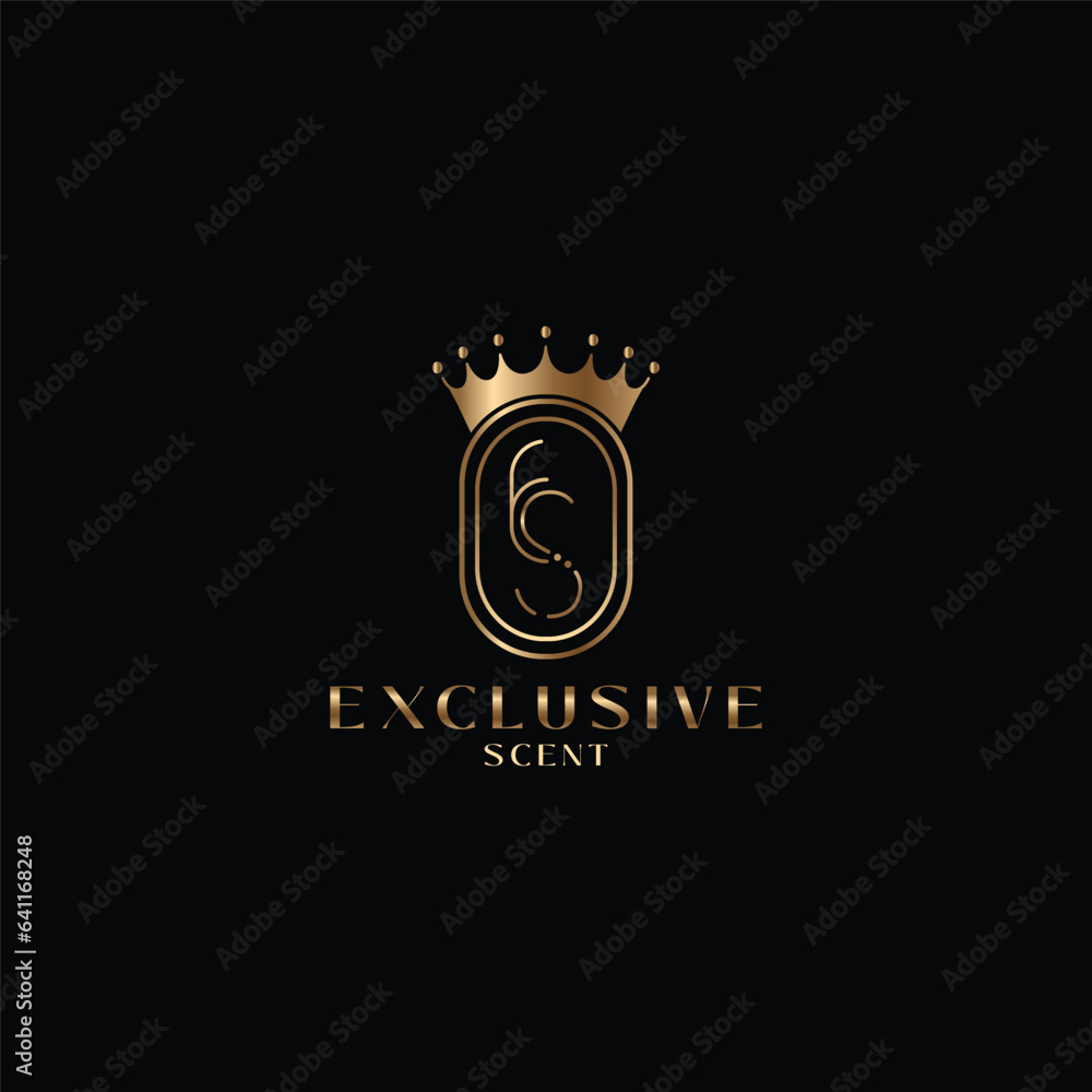 Fototapeta premium ES Initial royal luxury exclusive scent logo design vector, card, design, symbol, illustration, sign, logo, icon, decoration, vintage, gold, celebration, label, art, love, holiday, business, text,