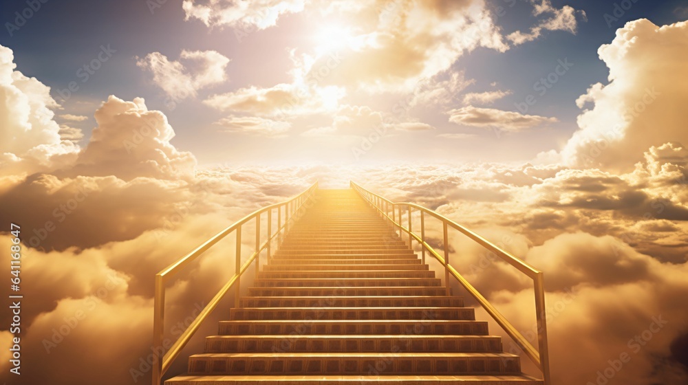 Obraz premium Escalier vers le paradis, la voie vers le ciel, illustration graphique ia générative