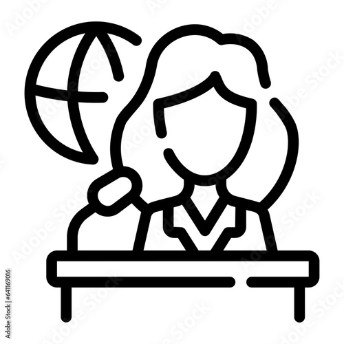 news anchor Line Icon