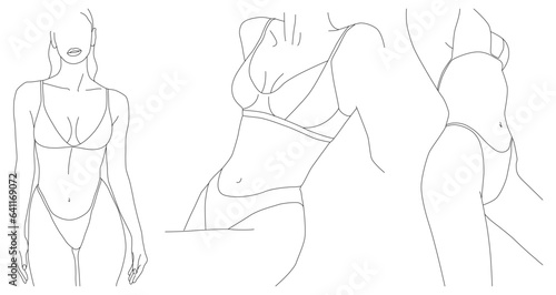 A set for drawing lines of the female body.