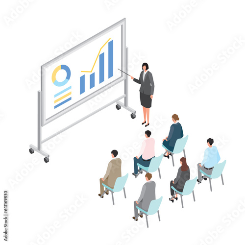 アイソメトリック_研修を受ける人々