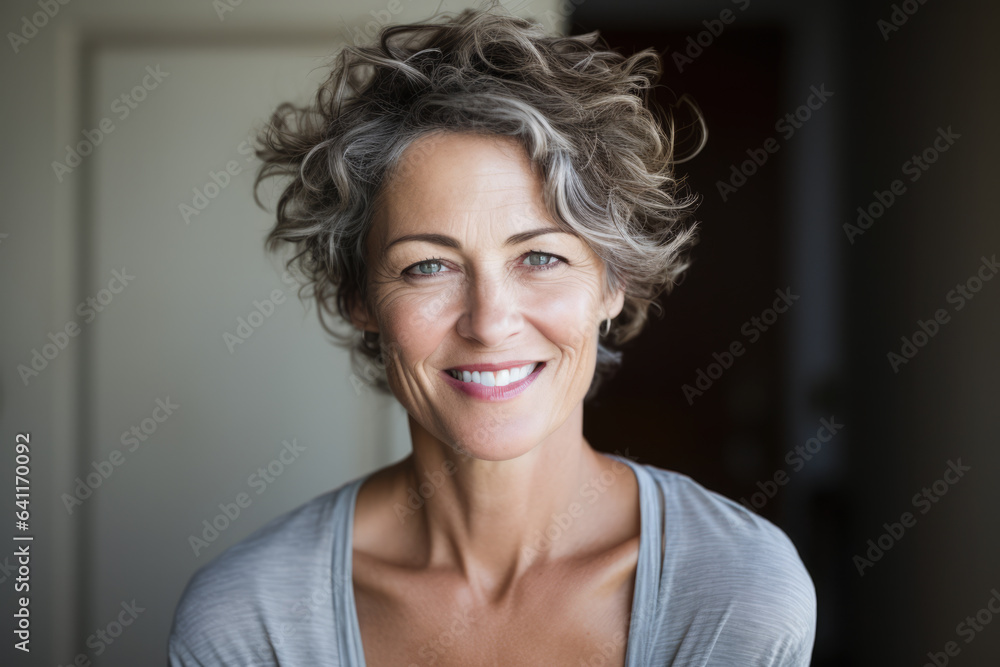 Woman smiling and looking at the camera Woman smiling and looking at the camera