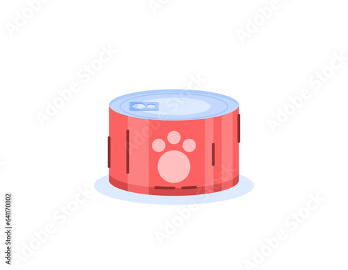 illustration of a can filled with food for pets such as cats or dogs. wet food and red cans. animal. flat, minimalist, and outline style illustration design. vector elements. white background