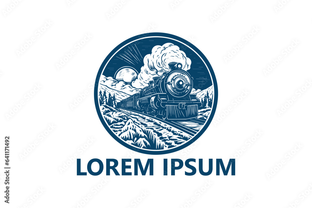 Steam train logo template design vector