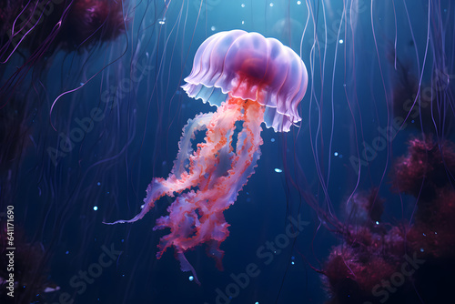 Sealife, jellyfish under water, under sea or ocean
