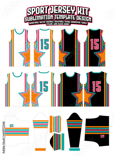 Star Colorful Stripes Jersey Design Sportswear Pattern Template