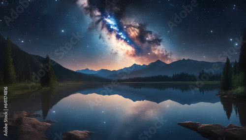 hyper realistic night sky photograph  milky way  starry  photo realistic high definition