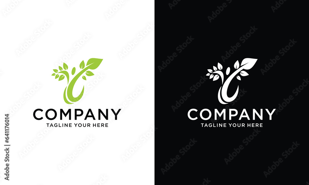 People tree logo with green leaves. Vector icon concept.