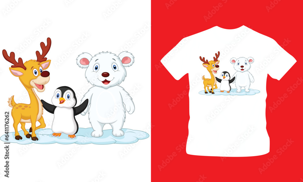animal smiling happy on christmas vector illustration t-shirt design editable template animal smiling happy on christmas vector illustration t-shirt design editable template