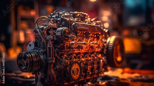Vintage Industrial Power  The Heart of Transportation with Metal Machinery and Antique Technology   generative AI