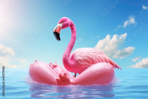 pink flamingo in water © Dinaaf