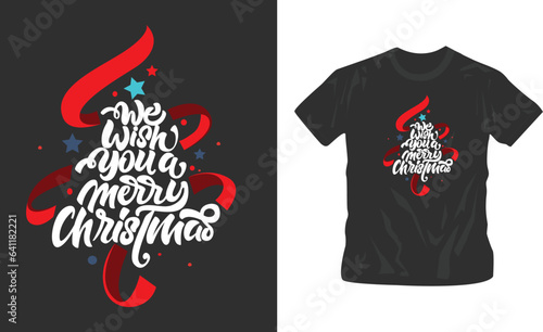 merry christmas typography, lettering, quotes festival vector illustration t-shirt design editable template, print design
