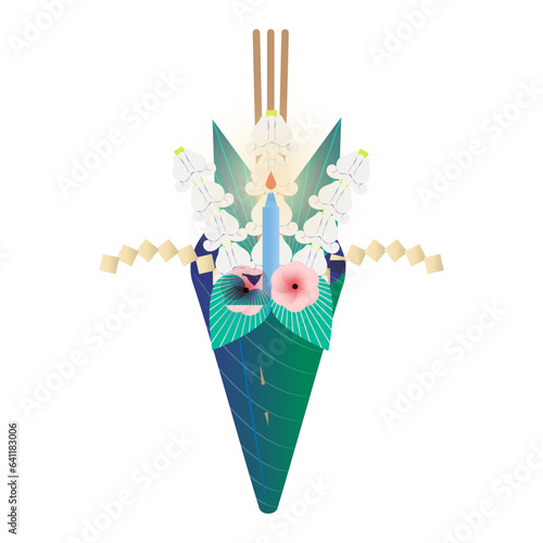 Banana leaf cone with flower gradient illustration
