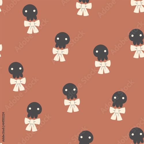 Cute Halloween Seamless Pattern. Soft Halloween with Baby animals. 