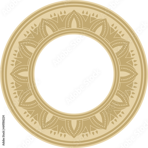 Vector round golden Egyptian ornament. Endless circle border, ancient Egypt frame..