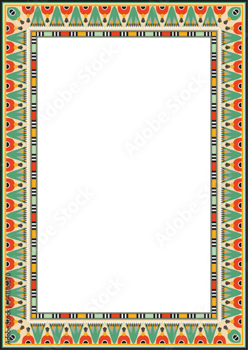 Vector colored square Egyptian ornament. Endless Rectangle, Ring of Ancient Egypt. Geometric African frame..