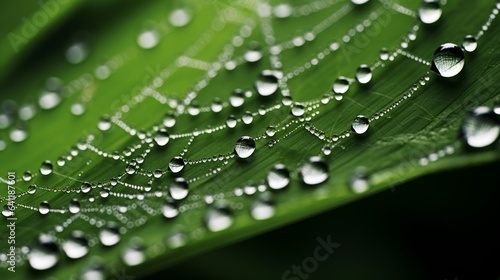 Droplets of dew on a spider's intricate silk web | generative ai