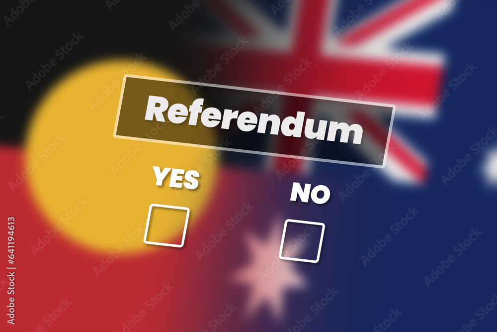 Australian referendum sign with yes and no tick boxes.