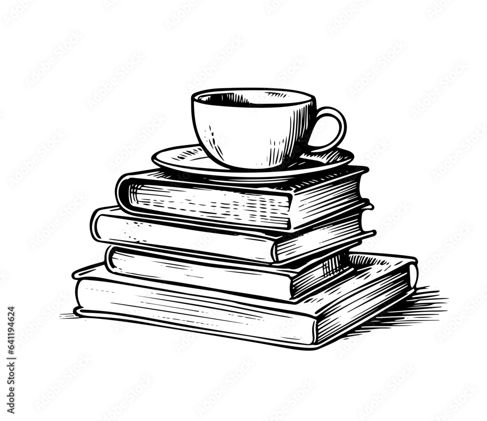 Books, cup coffee or tea on white background Books, cup coffee or tea on white background