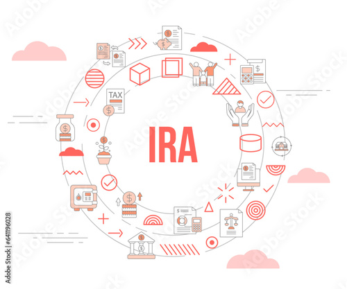ira individual retirement account concept with icon set template banner and circle round shape
