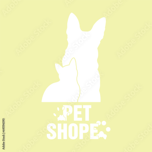 pet shop logo with dog and cat paws