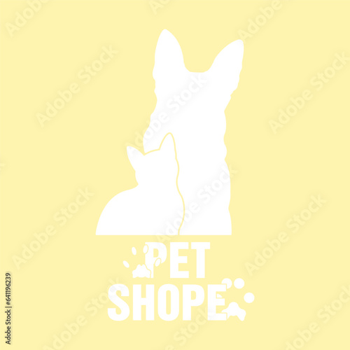 pet shop logo with dog and cat paws