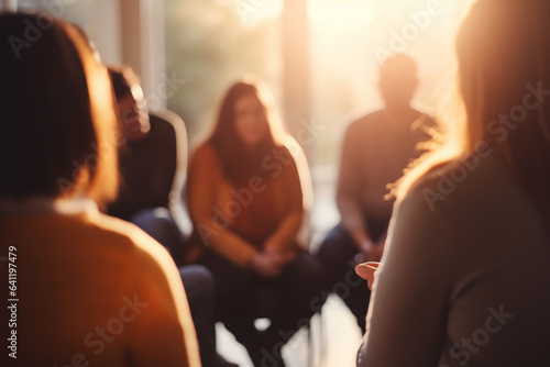 Support Group Circle, psychological support, bokeh 
