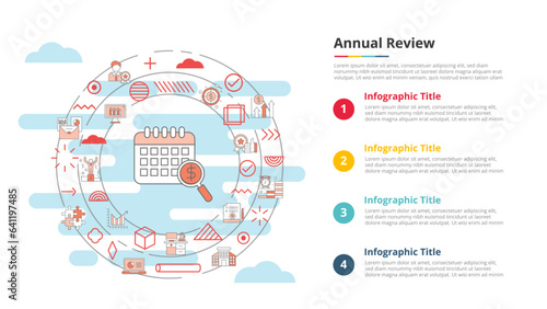 annual review concept for infographic template banner with four point list information
