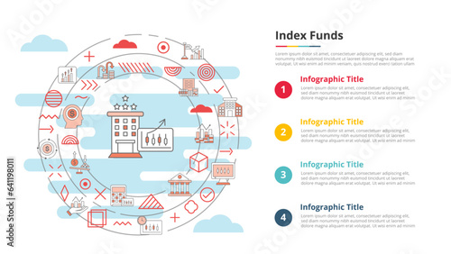 index funds concept for infographic template banner with four point list information