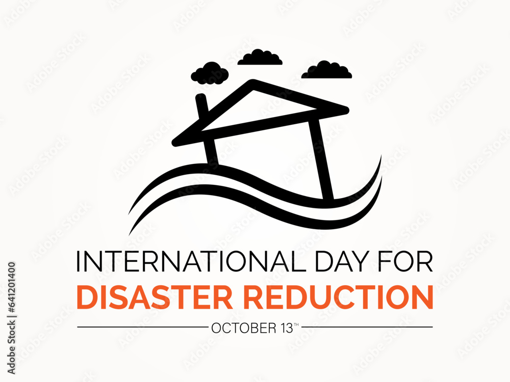 International Day for Disaster Reduction Focuses on Mitigation, Preparedness, and Sustainable Recovery. Building Resilience and Safety Globally Vector Illustration Template.