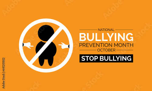 National Bullying Prevention Month Raises Awareness, Empathy, and Advocacy for Safer Communities. Vector Illustration Template.