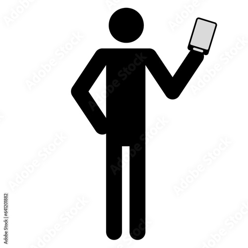 silhouette figure with smartphone icon