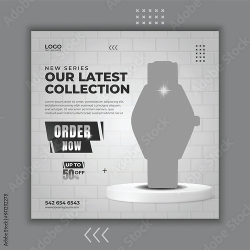 Online watch sale promotion social media banner. product advertising banner template design. gadget sale banner vector