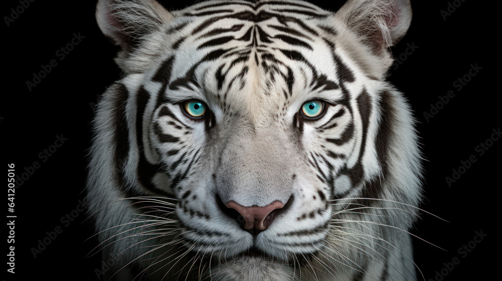Naklejka premium The white tiger face and blue eyes