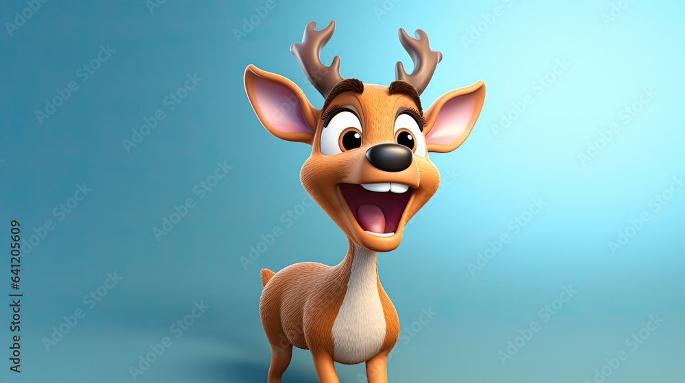 Cute 3D cartoon Deer character.