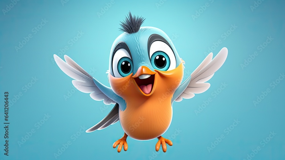 Cute 3D cartoon hummingbird character. Cute 3D cartoon hummingbird character.