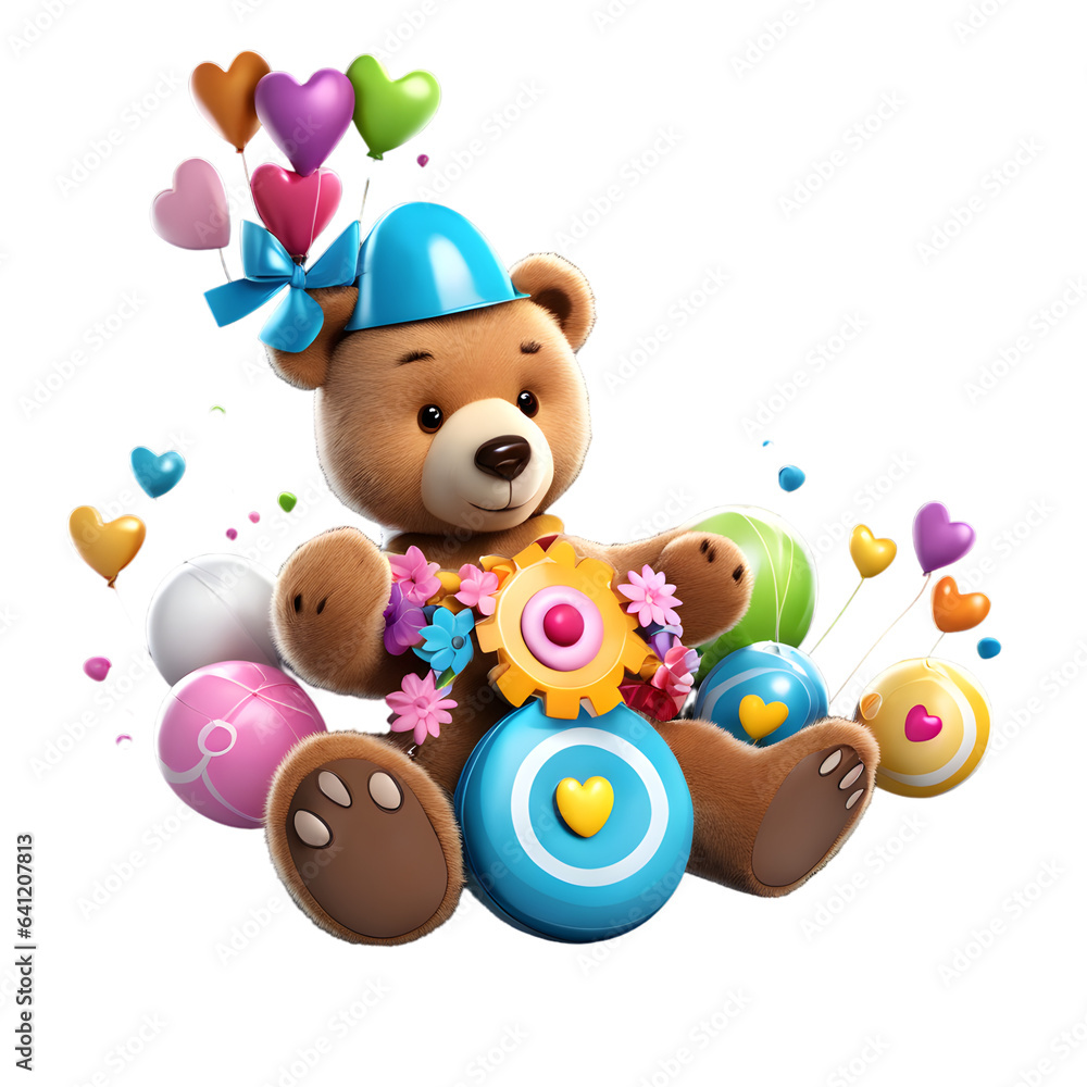 Naklejka premium teddy bear with balloons