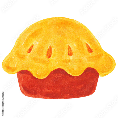 Pumpkin pie watercolor style, Concept of thanksgiving day